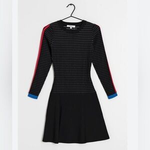 Morgan de Toi Black Dress with Red and Blue Details Large